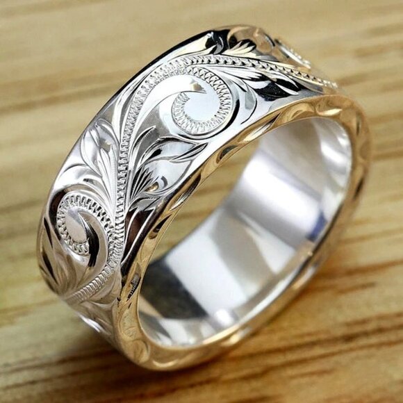 💝 Wholesale Fever CZ Beautiful Retro Carved Vintage Rings for Women, PD617 - Picture 1 of 9